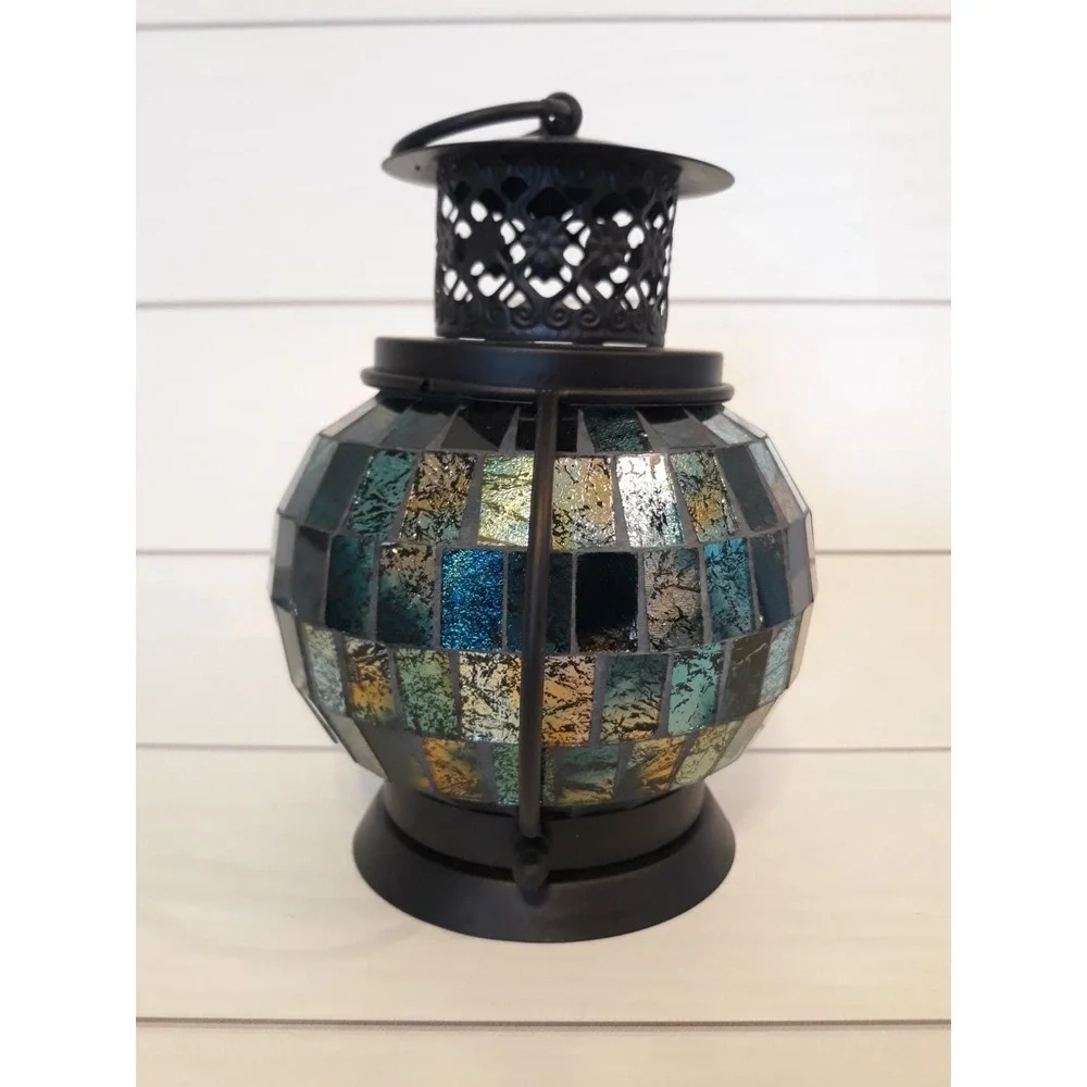 Mosaic Tea Light Candle Coastal Blues Lantern Pier One Imports